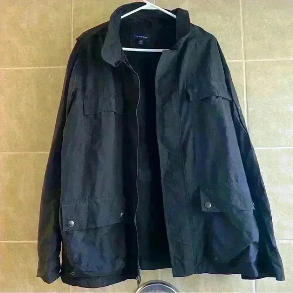 Lands End Mens Jacket Windbreaker XXL 50-52 Black - Picture 1 of 11